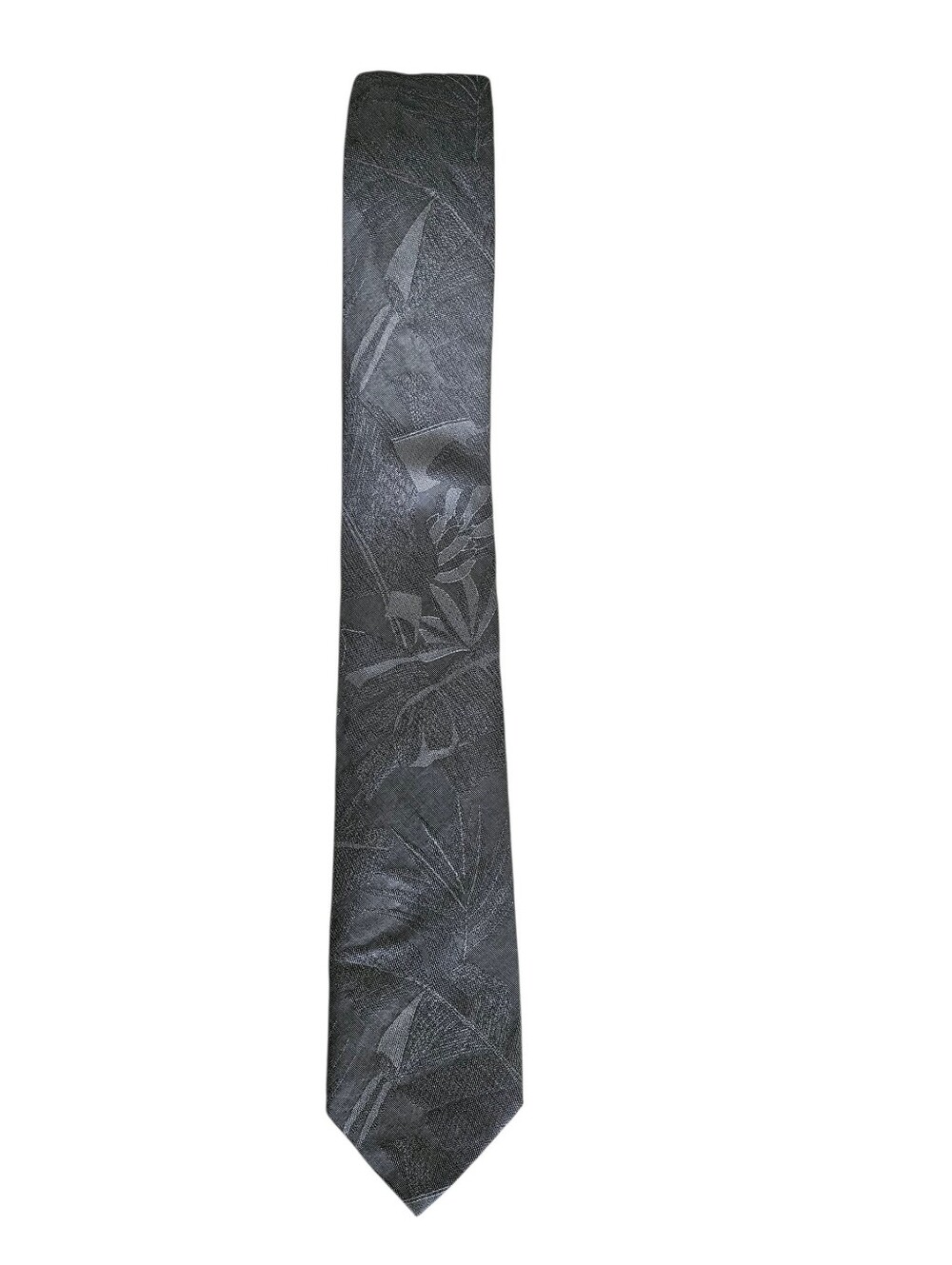 ERMENEGILDO ZEGNA Silk Jacquard Botanical Slate Blue Tie | SZ 3" x 59"